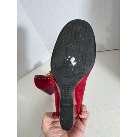 "FRANCO  SARTO" Mary Jane Red Suede Dorothy Oz Wedge Heel Rockabilly Swing - Picture 12 of 16